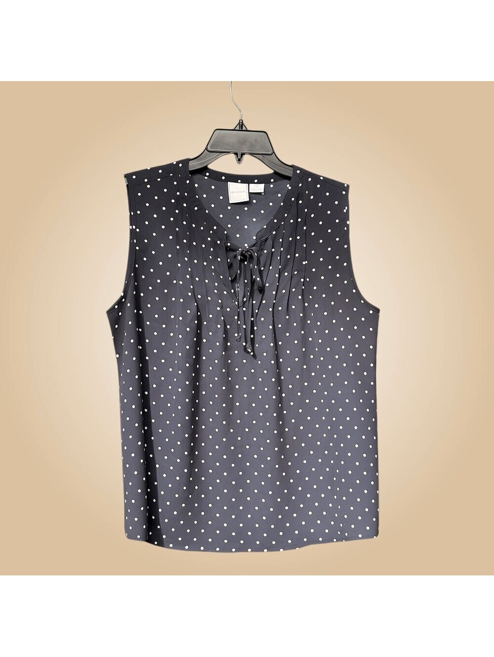 Zac and Rachel Black Polka Dot Sleeveless Blouse | L